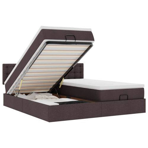 Османска легло с матраци, тъмнокафяво, 160x200 см, плат