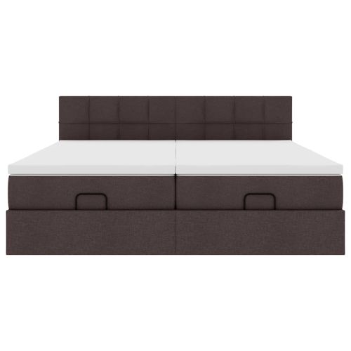 Османска легло с матраци и LED, тъмнокафяво, 160x200 см, плат