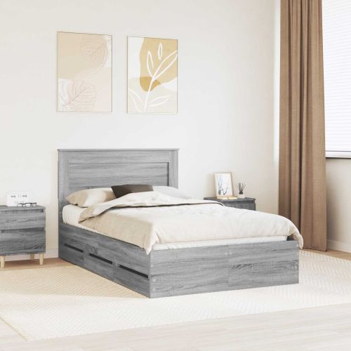 Рамка за легло Сив Сонома 120 x 200 cm Инженерна дървесина