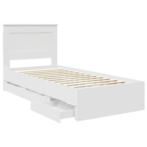 Рамка за легло с чекмедже Бяло 100 x 200 cm Инженерна дървесина