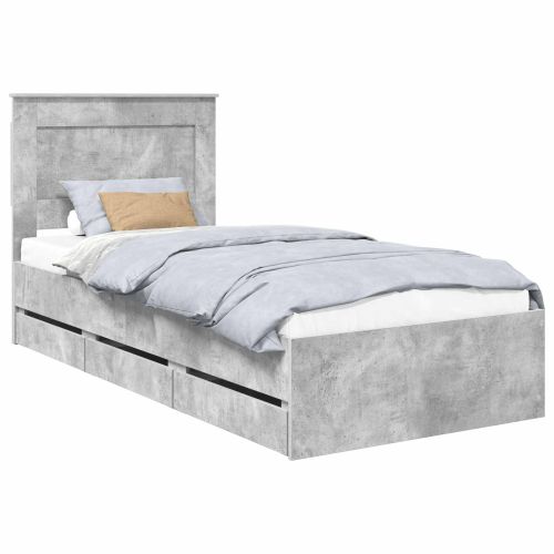 Рамка за легло Циментено сиво 90 x 200 cm Инженерна дървесина