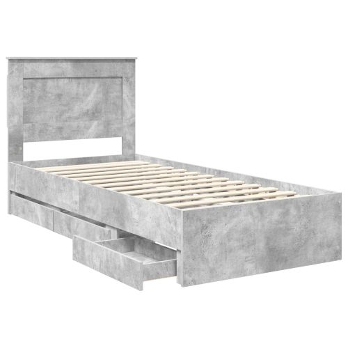 Рамка за легло Циментено сиво 75 x 190 cm Инженерна дървесина