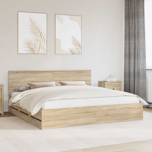 Рамка за легло Сонома дъб 200 x 200 cm Инженерна дървесина