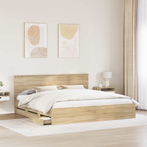 Рамка за легло Сонома дъб 200 x 200 cm Инженерна дървесина