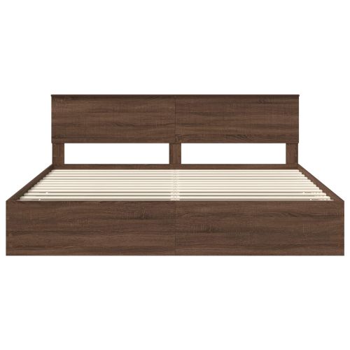 Рамка за легло Кафяв дъб 200 x 200 cm Инженерна дървесина