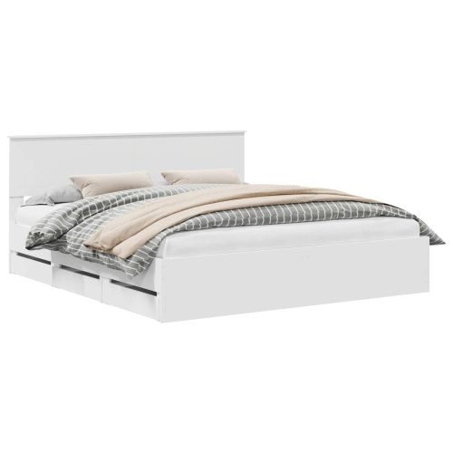 Рамка за легло с чекмедже Бяло 180 x 200 cm Инженерна дървесина