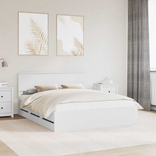 Рамка за легло с чекмедже Бяло 160 x 200 cm Инженерна дървесина