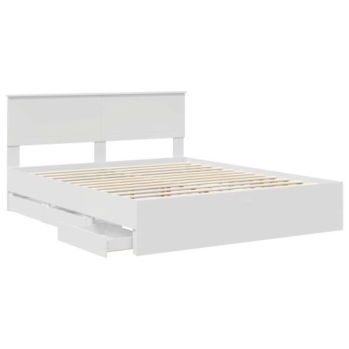 Рамка за легло с чекмедже Бяло 160 x 200 cm Инженерна дървесина