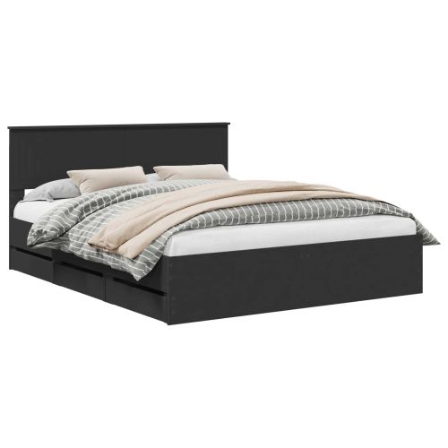 Рамка за легло с таблото Черно 160 x 200 cm Инженерна дървесина