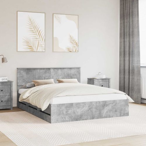 Рамка за легло Циментено сиво 160 x 200 cm Инженерна дървесина