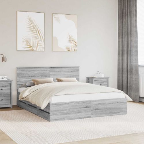 Рамка за легло Сив Сонома 160 x 200 cm Инженерна дървесина