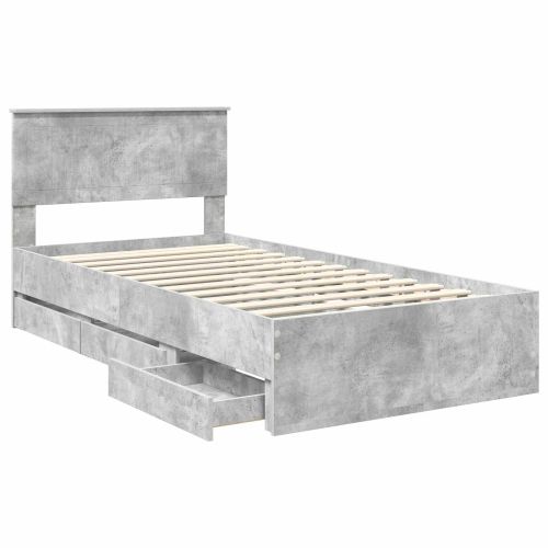 Рамка за легло Циментено сиво 100 x 200 cm Инженерна дървесина