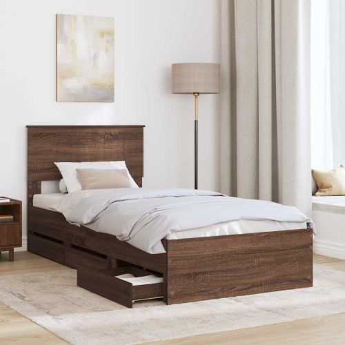 Рамка за легло Кафяв дъб 90 x 200 cm Инженерна дървесина