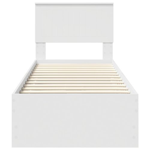 Рамка за легло с чекмедже Бяло 75 x 190 cm Инженерна дървесина