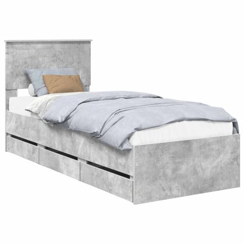 Рамка за легло Циментено сиво 75 x 190 cm Инженерна дървесина