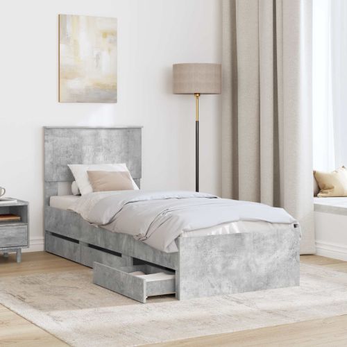 Рамка за легло Циментено сиво 75 x 190 cm Инженерна дървесина