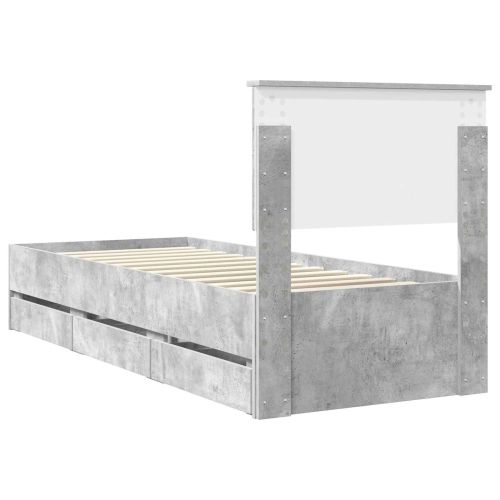 Рамка за легло Циментено сиво 75 x 190 cm Инженерна дървесина