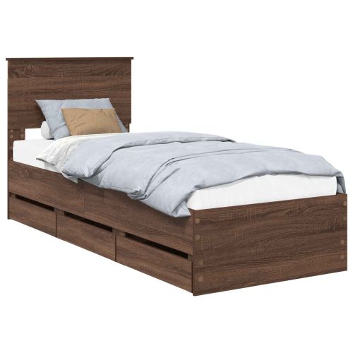 Рамка за легло Кафяв дъб 75 x 190 cm Инженерна дървесина