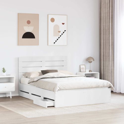 Рамка за легло с чекмедже Бяло 140 x 200 cm Инженерна дървесина