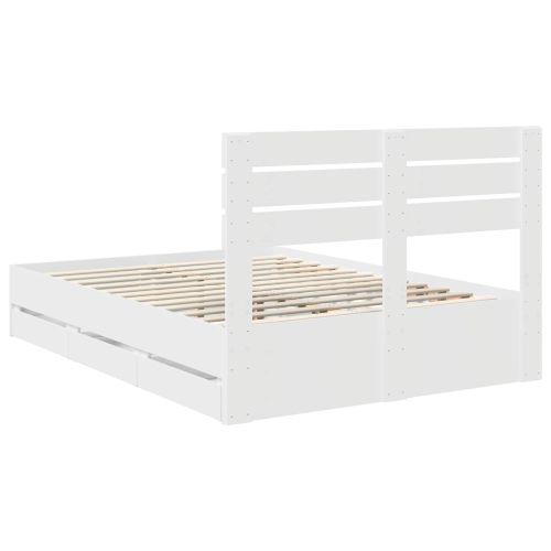 Рамка за легло с чекмедже Бяло 140 x 200 cm Инженерна дървесина