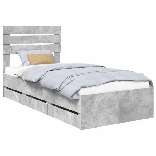 Рамка за легло Циментено сиво 100 x 200 cm Инженерна дървесина