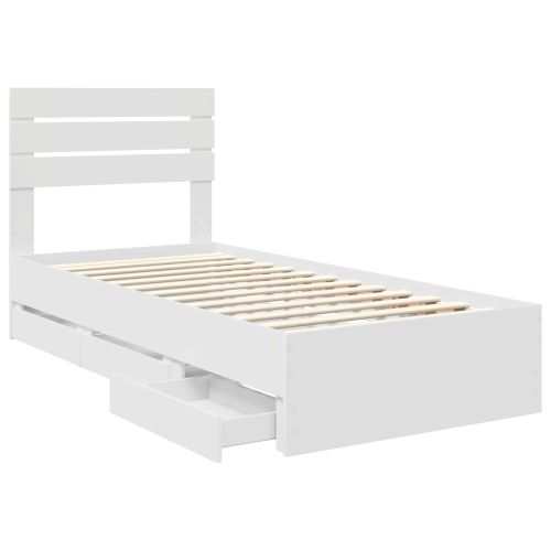 Рамка за легло с чекмедже Бяло 75 x 190 cm Инженерна дървесина