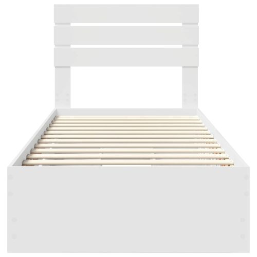Рамка за легло с чекмедже Бяло 75 x 190 cm Инженерна дървесина