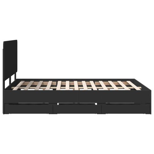 Рамка за легло с таблото Черно 140 x 190 cm Инженерна дървесина