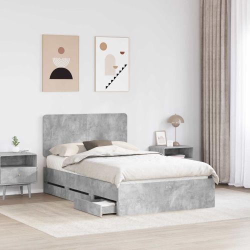Рамка за легло Циментено сиво 120 x 200 cm Инженерна дървесина
