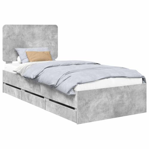 Рамка за легло Циментено сиво 100 x 200 cm Инженерна дървесина