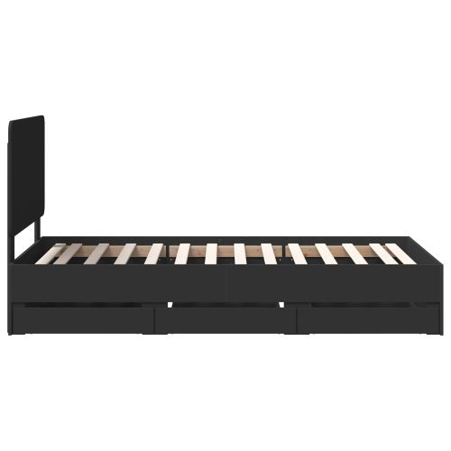 Рамка за легло с чекмедже Черно 90 x 190 cm Инженерна дървесина