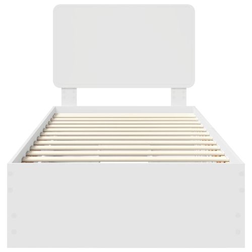 Рамка за легло с чекмедже Бяло 75 x 190 cm Инженерна дървесина