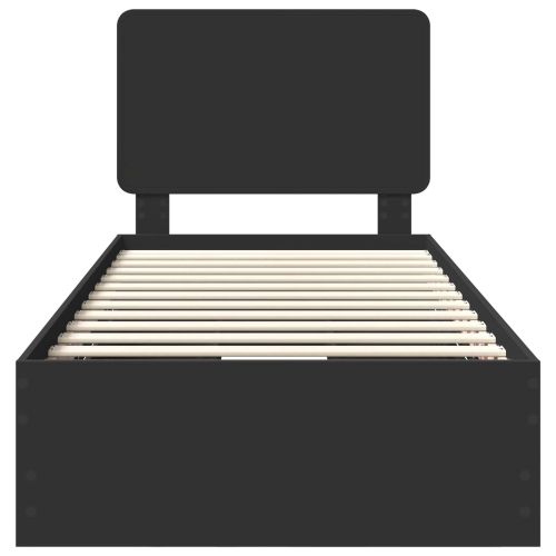 Рамка за легло с чекмедже Черно 75 x 190 cm Инженерна дървесина