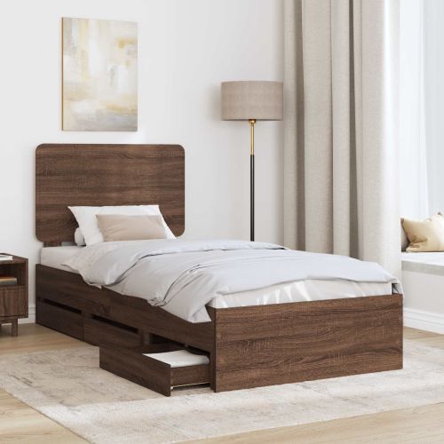 Рамка за легло Кафяв дъб 75 x 190 cm Инженерна дървесина