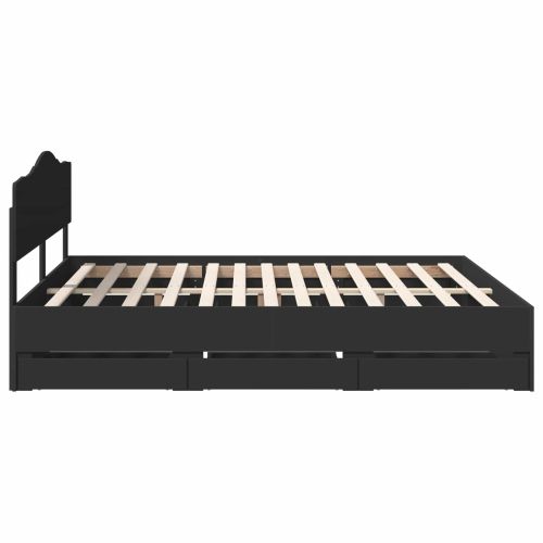 Рамка за легло с таблото Черно 180 x 200 cm Инженерна дървесина
