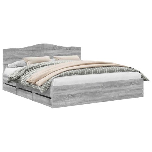 Рамка за легло Сив Сонома 180 x 200 cm Инженерна дървесина