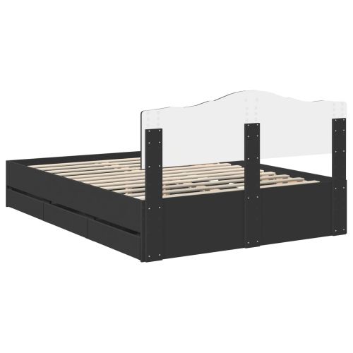 Рамка за легло с таблото Черно 140 x 200 cm Инженерна дървесина