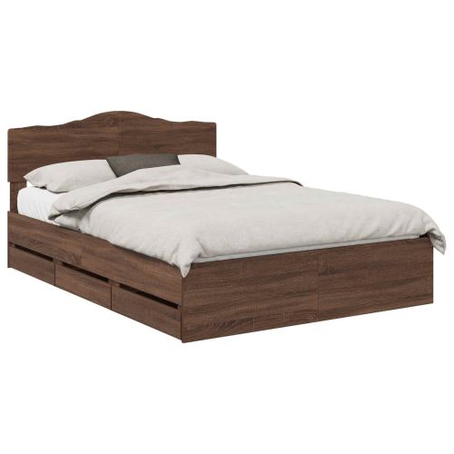 Рамка за легло Кафяв дъб 140 x 200 cm Инженерна дървесина