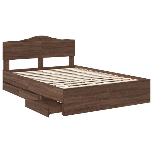 Рамка за легло Кафяв дъб 140 x 200 cm Инженерна дървесина