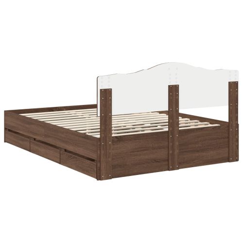 Рамка за легло Кафяв дъб 140 x 200 cm Инженерна дървесина