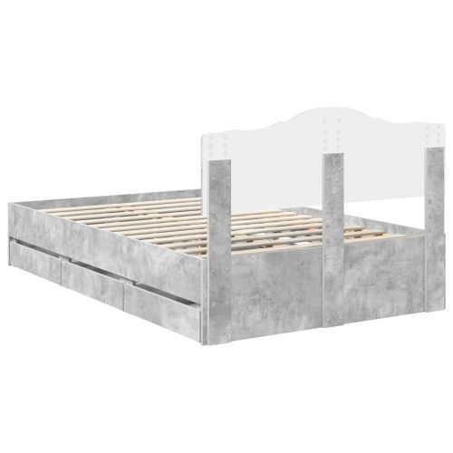 Рамка за легло Циментено сиво 135 x 190 cm Инженерна дървесина