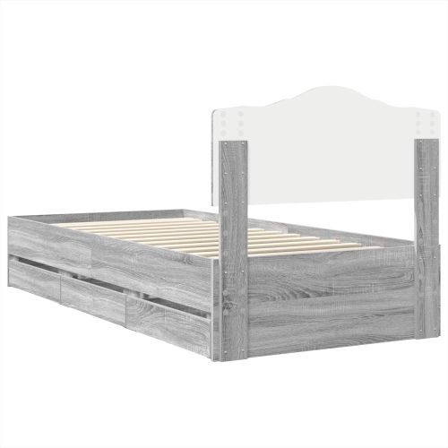 Рамка за легло Сив Сонома 100 x 200 cm Инженерна дървесина