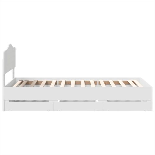 Рамка за легло с чекмедже Бяло 90 x 190 cm Инженерна дървесина