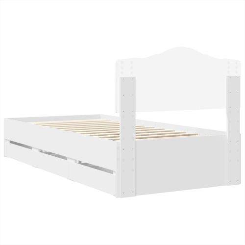 Рамка за легло с чекмедже Бяло 90 x 190 cm Инженерна дървесина