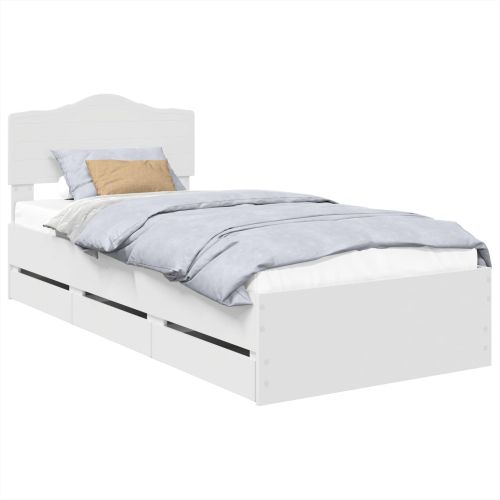 Рамка за легло с чекмедже Бяло 90 x 200 cm Инженерна дървесина