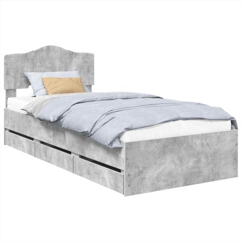 Рамка за легло Циментено сиво 75 x 190 cm Инженерна дървесина