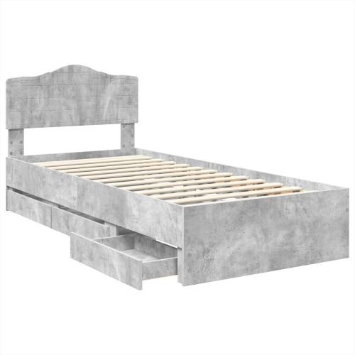 Рамка за легло Циментено сиво 75 x 190 cm Инженерна дървесина