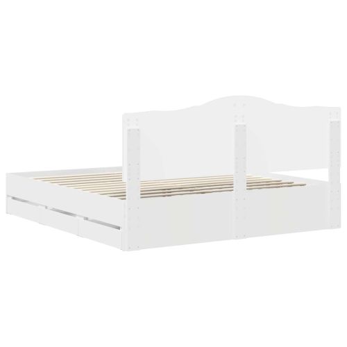 Рамка за легло с чекмедже Бяло 200 x 200 cm Инженерна дървесина