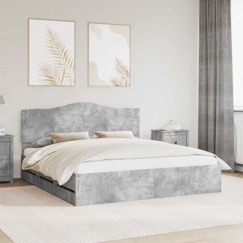Рамка за легло Циментено сиво 200 x 200 cm Инженерна дървесина