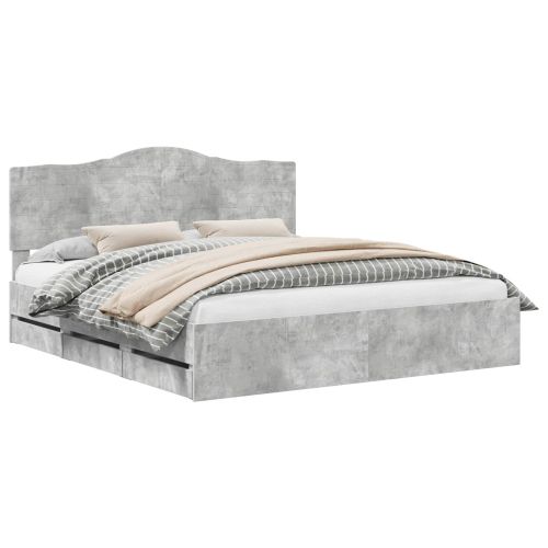 Рамка за легло Циментено сиво 200 x 200 cm Инженерна дървесина